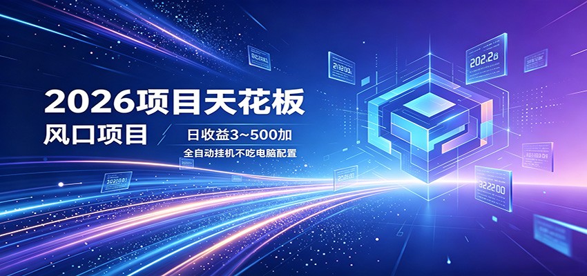 2026项目天花板，风口项目，日收益3~500+全自动挂机，不吃配置-千城资源网