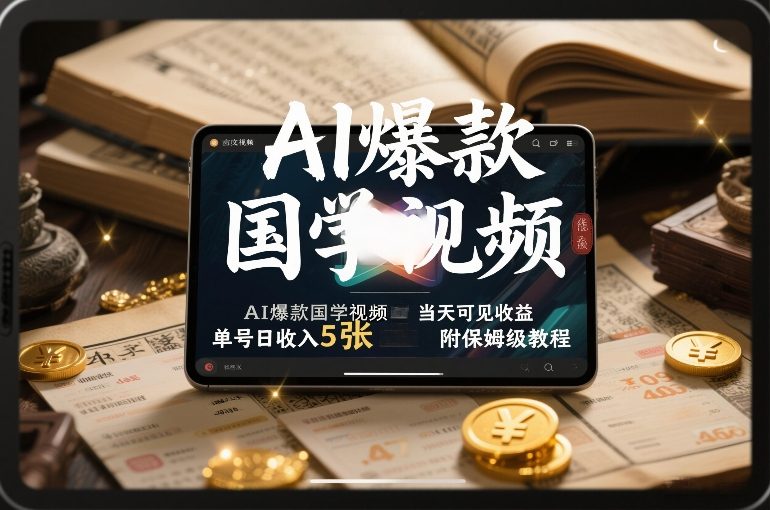 AI爆款国学视频，独家起号方法，小白直接上手，当天可见收益，单号日收入5张+附保姆级教程-千城资源网