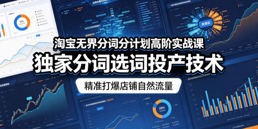 淘宝无界分词分计划高阶实战课，独家分词选词投产技术，精准打爆店铺自然流量-千城资源网