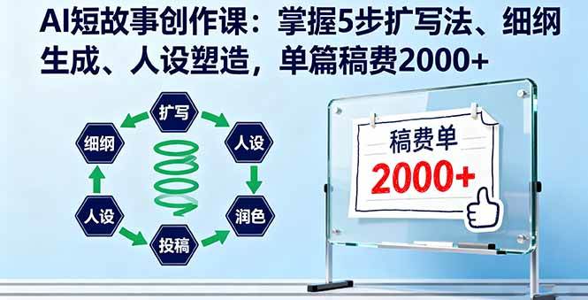（16203期）AI短故事创作课：掌握5步扩写法、细纲生成、人设塑造，单篇稿费2000+-千城资源网