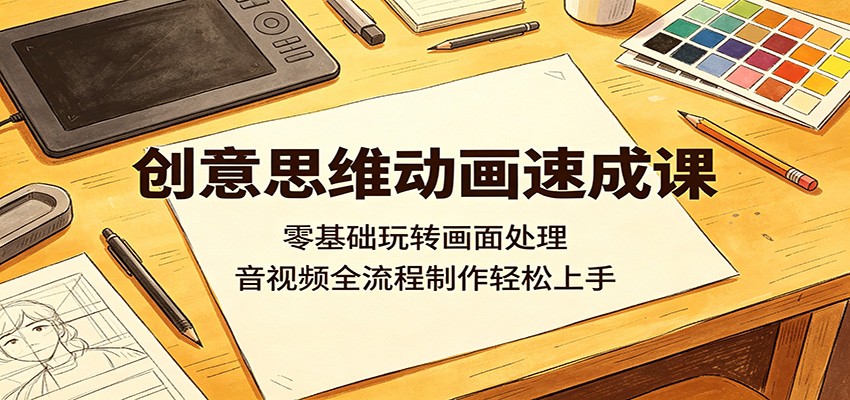 创意思维动画速成课：零基础玩转画面处理，音视频全流程制作轻松上手-千城资源网