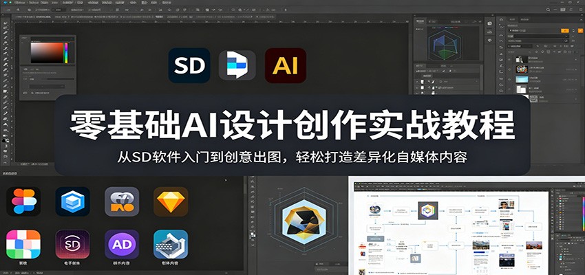 零基础AI设计创作实战教程：从SD软件入门到创意出图，轻松打造差异化自媒体内容-千城资源网