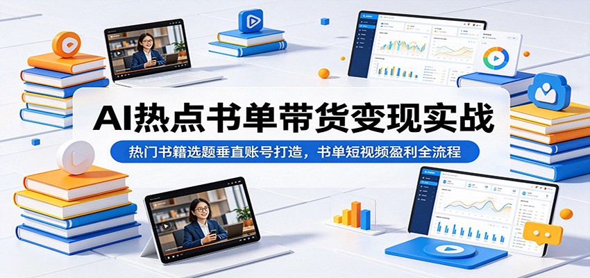 AI热点书单带货变现实战：热门书籍选题垂直账号打造，书单短视频盈利全流程-千城资源网