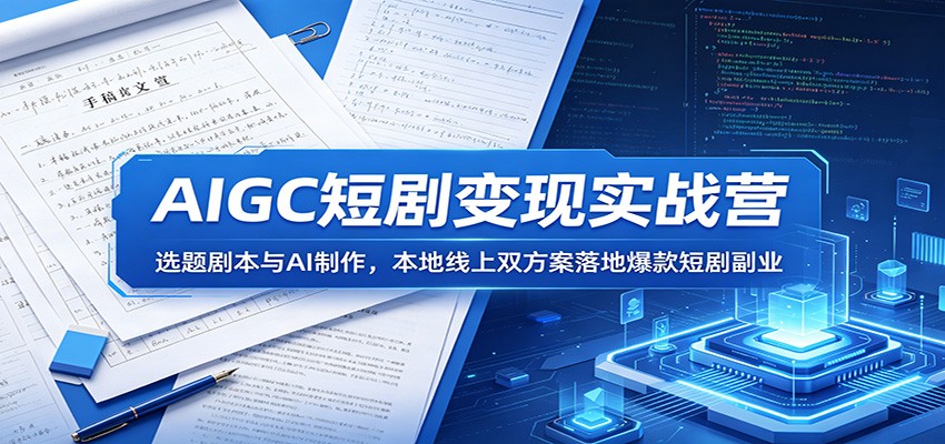 AIGC短剧变现实战营：选题剧本与AI制作，本地线上双方案落地爆款短剧副业-千城资源网
