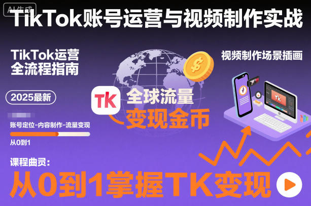 2025最新TikTok账号运营与视频制作实战全流程，从0到1掌握TK变现（含11月最新TK搬运技术）-千城资源网