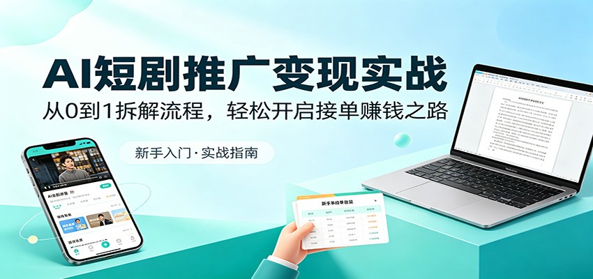 AI短剧推广变现实战：从0到1拆解流程，轻松开启接单赚钱之路-千城资源网