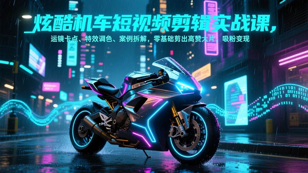 （17304期）炫酷机车短视频剪辑实战课，运镜卡点、特效调色、案例拆解，零基础剪出高赞大片，吸粉变现-千城资源网