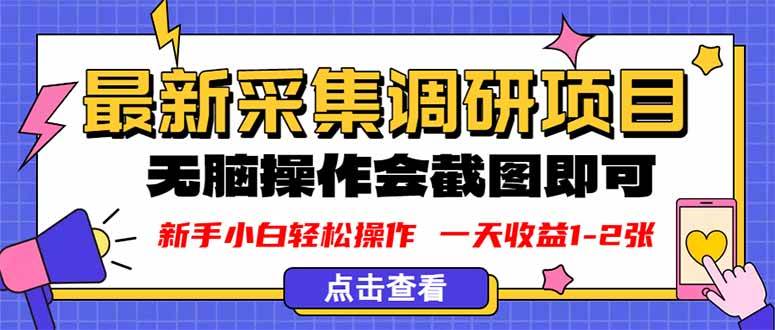 （16155期）新版采集调研项目，截图上传即可，无脑操作，日收益1-2张-千城资源网