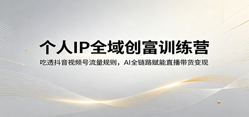 个人IP全域创富训练营：吃透抖音视频号流量规则，AI全链路赋能直播带货变现-千城资源网
