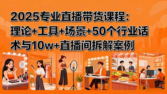 （15988期）2025专业直播带货课程：理论+工具+场景+50个行业话术与10w+直播间拆解案例-千城资源网
