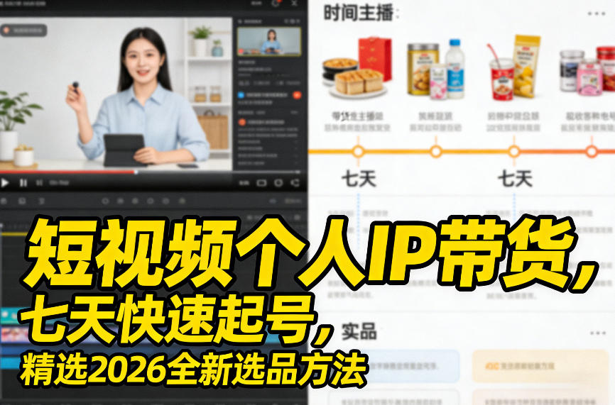 短视频个人IP带货，七天快速起号，精选2026全新选品方法-千城资源网