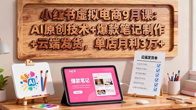 （16287期）小红书虚拟电商9月课：AI原创技术+爆款笔记制作+云端发货，单店月利3万+-千城资源网