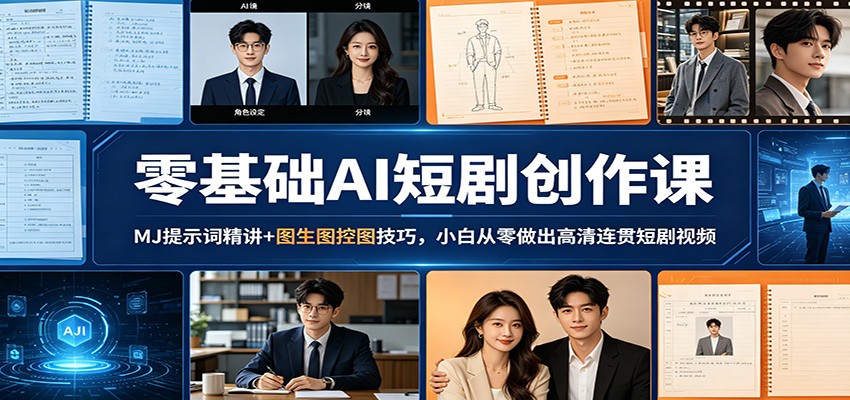 零基础AI短剧创作课：MJ提示词精讲+图生图控图技巧，小白从零做出高清连贯短剧视频-千城资源网