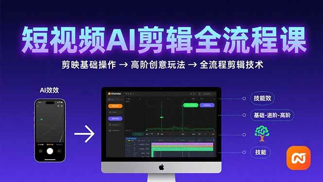 （15647期）短视频AI剪辑技能，从剪映基础操作到高阶创意玩法，全流程剪辑技术-千城资源网