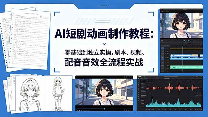 （18351期）AI短剧动画制作教程：零基础到独立实操，剧本、视频、配音音效全流程实战-千城资源网