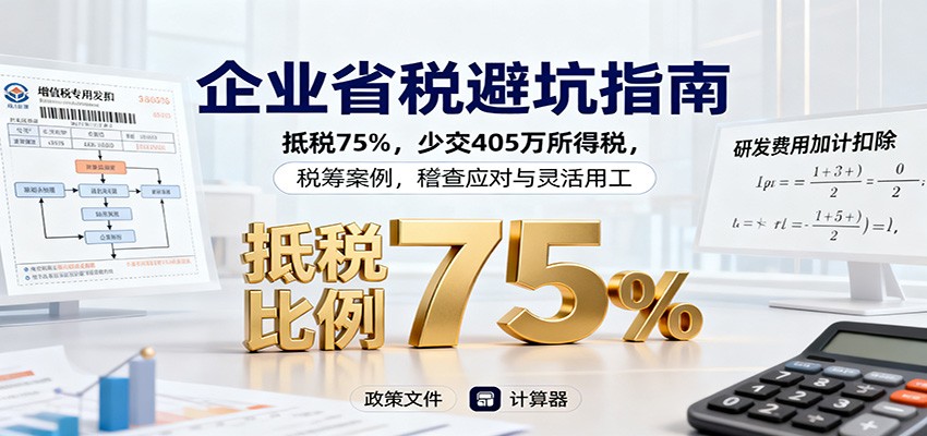 企业省税避坑指南：抵税75%，少交405万所得税，税筹案例，稽查应对与灵活用工-千城资源网
