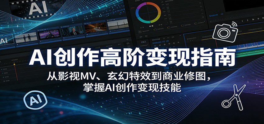 AI创作高阶变现指南：从影视MV、玄幻特效到商业修图，掌握AI创作变现技能-千城资源网