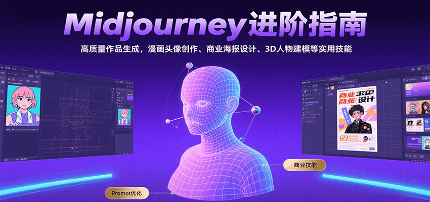 Midjourney进阶指南：高质量作品生成，漫画头像创作、商业海报设计、3D人物建模等-千城资源网