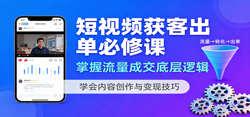 短视频获客出单必修课：掌握流量成交底层逻辑，学会内容创作与变现技巧-千城资源网
