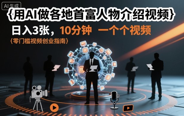 用AI做各地首富人物介绍视频，日入3张，10分钟一个视频-千城资源网