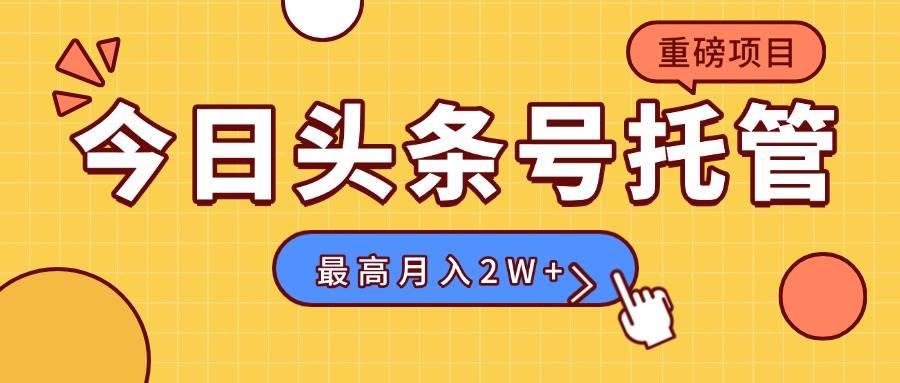 （15905期）【头条号托管 】我提供视频，你发布，每天操作5分钟，最高躺赚1W+-千城资源网