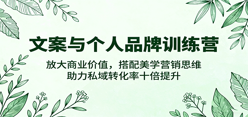 文案与个人品牌训练营，放大商业价值，搭配美学营销思维，助力私域转化率十倍提升-千城资源网