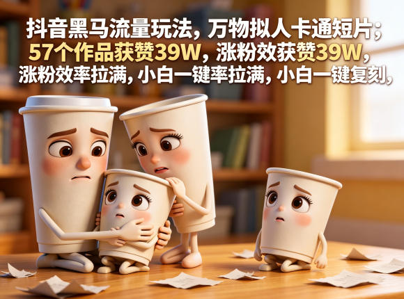 抖音黑马流量玩法，万物拟人卡通短片，57个作品获赞39W，涨粉效率拉满，小白一键复刻，保姆级拆解-千城资源网