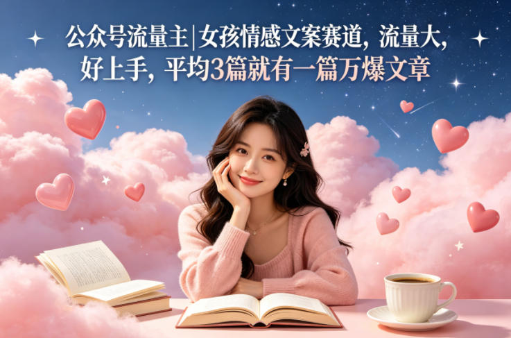 公众号流量主女孩情感文案赛道，流量大，好上手，平均3篇就有一篇万爆文章-千城资源网