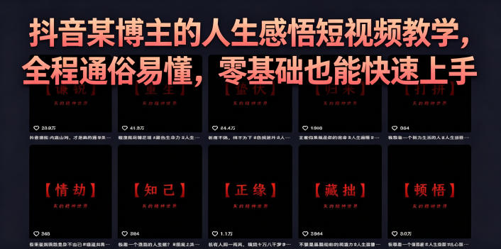 抖音某博主的灰太狼人生感悟短视频教学，全程通俗易懂，零基础也能快速上手-千城资源网