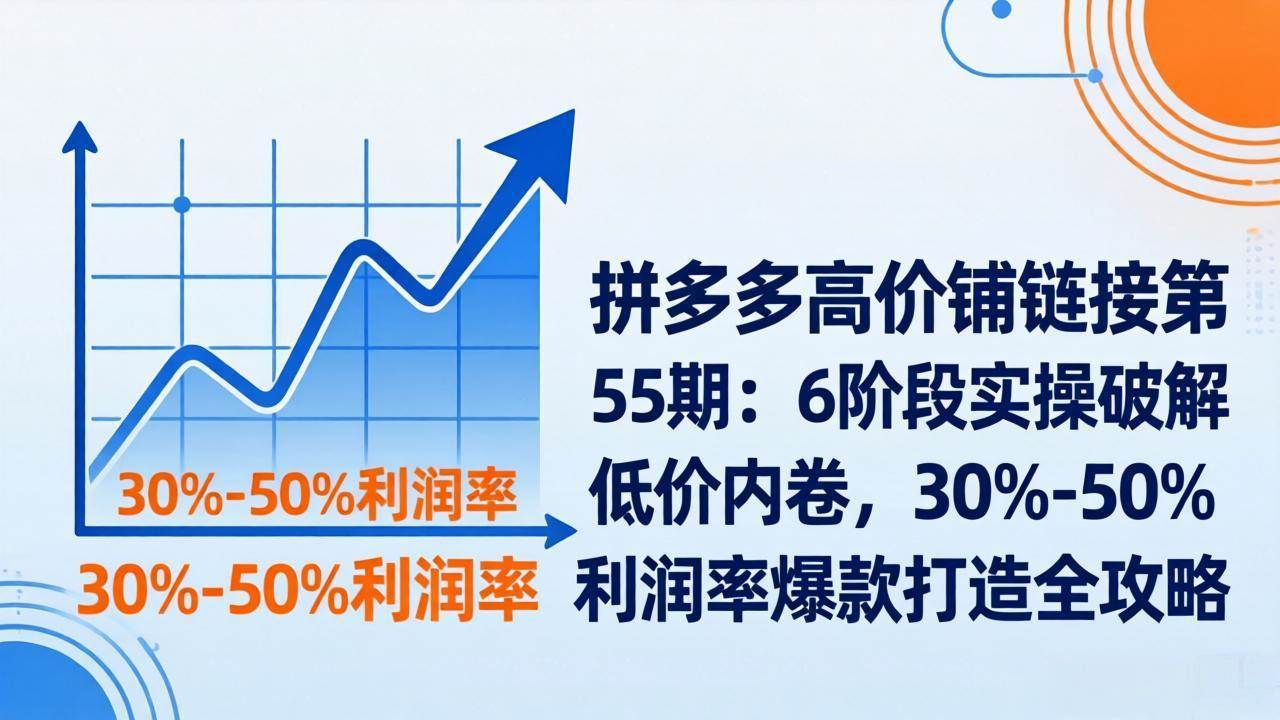 （17698期）拼多多高价铺链接第55期：6阶段实操破解低价内卷，30%-50%利润率爆款打造全攻略-千城资源网