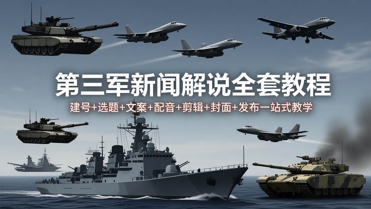（18081期）第三军迷新闻解说全套教程：建号+选题+文案+配音+剪辑+封面+发布一站式教学-千城资源网