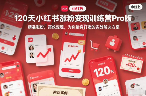 120天小红书涨粉变现训练营Pro版，精准涨粉，高效变现，为你量身打造的实战解决方案-千城资源网