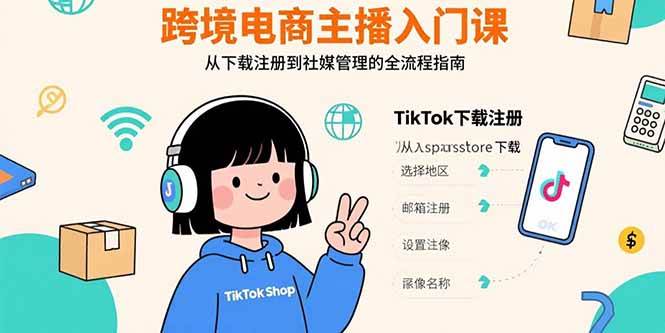 （15708期）跨境电商主播入门课，TikTok下载注册，支付工具配置，社媒账号管理全流程-千城资源网