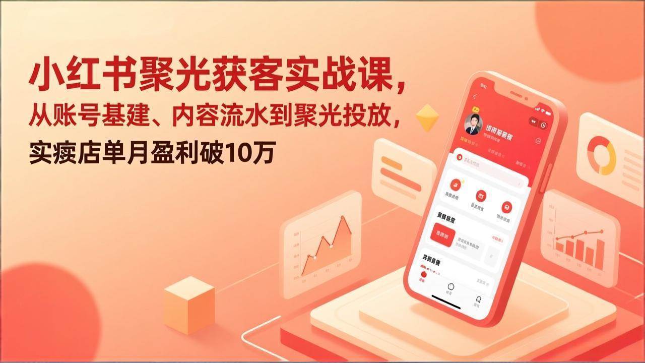 （17377期）小红书聚光获客实战课，从账号基建、内容流水到聚光投放，实体店单月盈利破10万-千城资源网