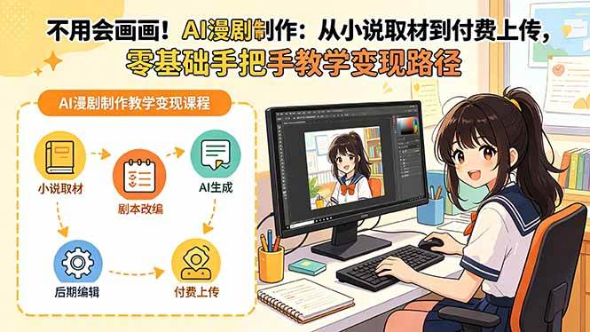 （18439期）不用会画画！AI漫剧制作：从小说取材到付费上传，零基础手把手教学变现路径-千城资源网