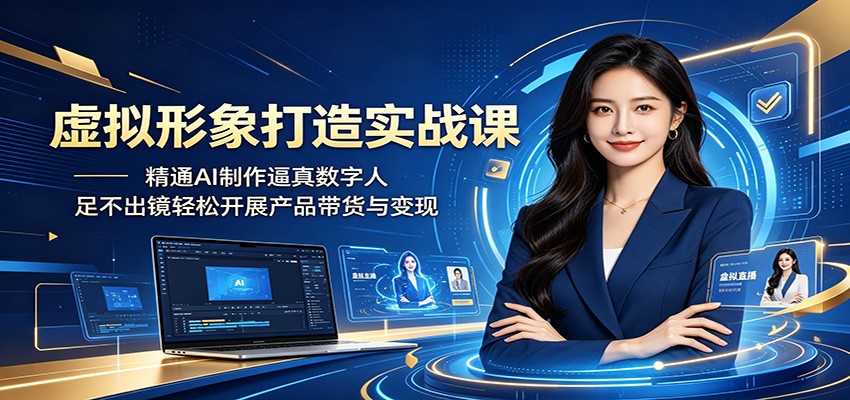 虚拟形象打造实战课：精通AI制作逼真数字人，足不出镜轻松开展产品带货与变现-千城资源网