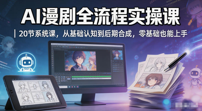 AI漫剧全流程实操课｜20节系统课，从基础认知到后期合成，零基础也能上手-千城资源网