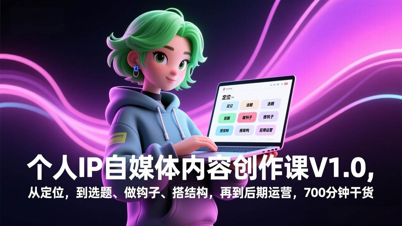 （17331期）个人IP自媒体内容创作课V1.0，从定位，到选题、做钩子、搭结构，再到后期运营，700分钟干货-千城资源网