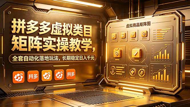 （18847期）拼多多虚拟类目矩阵实操教学，全套自动化落地玩法，长期稳定日入千元-千城资源网