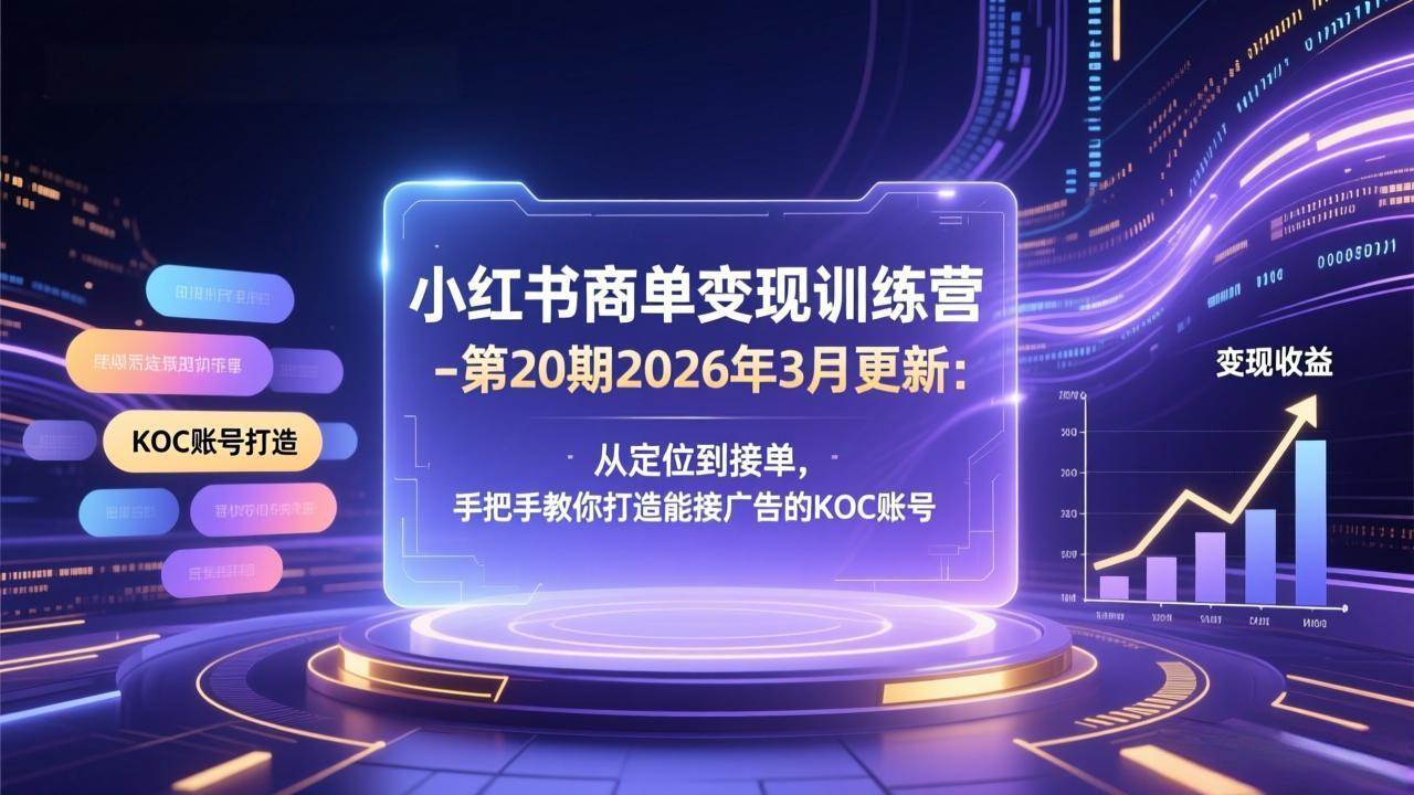 （17590期）小红书商单变现训练营-第20期26年3月更新：从定位到接单，手把手教你打造能接广告的KOC账号-千城资源网