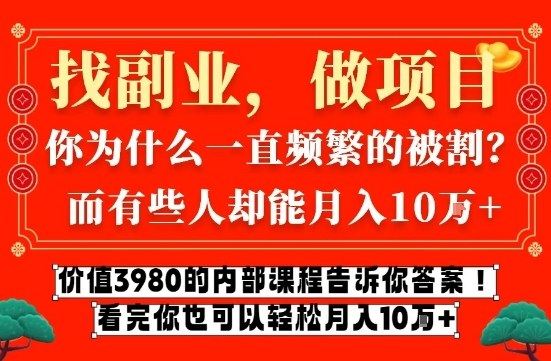 价值3980的网创内部课程，告诉你互联网创业月入10个W的秘密【揭秘】-千城资源网