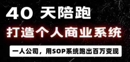 40天陪跑打造个人商业系统，一人公司，用SOP系统跑出百W变现-千城资源网