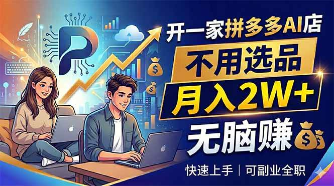 （18520期）开一家拼多多AI店，不用选品，月入2W+，无脑赚，可副业全职-千城资源网