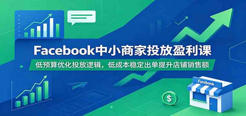 Facebook中小商家投放盈利课：低预算优化投放逻辑，低成本稳定出单提升店铺销售额-千城资源网