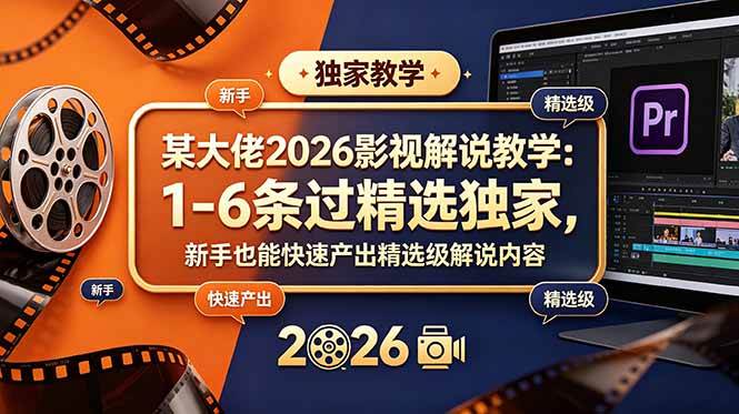 （18946期）某大佬2026影视解说教学：1-6条过精选独家，新手也能快速产出精选级解说内容-千城资源网