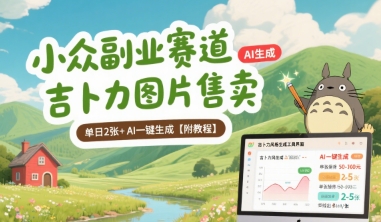 小众副业赛道 吉卜力图片售卖 单日2张+ AI一键生成【附教程】-千城资源网
