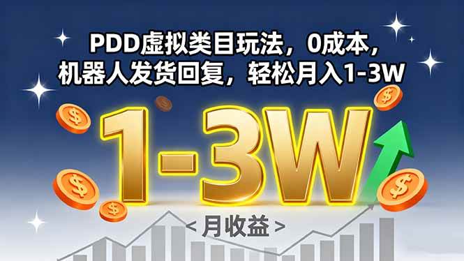 （15968期）PDD虚拟类目玩法，0成本，机器人发货回复，轻松月入1-3W-千城资源网