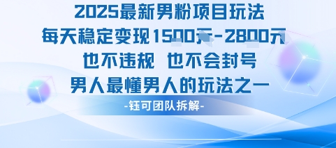 2025最新男粉项目玩法每天变现1k+也不违规也不会封号男人最懂男人的玩法-千城资源网