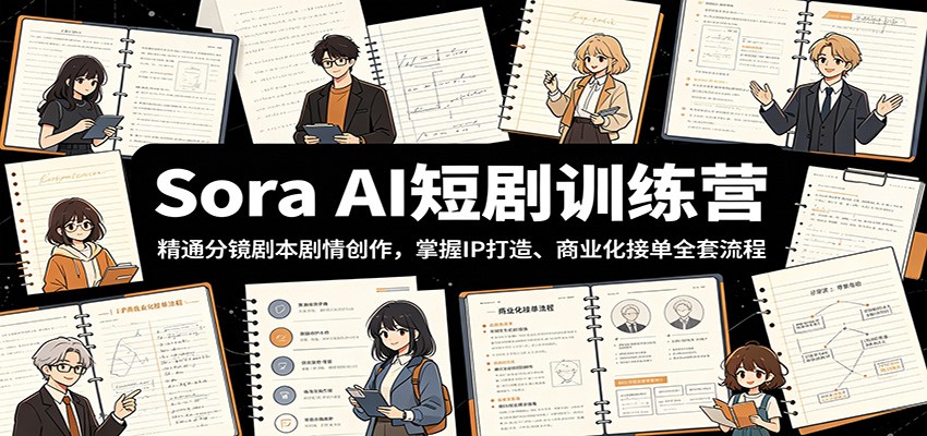 Sora AI短剧训练营：精通分镜剧本剧情创作，掌握IP打造、商业化接单全套流程-千城资源网