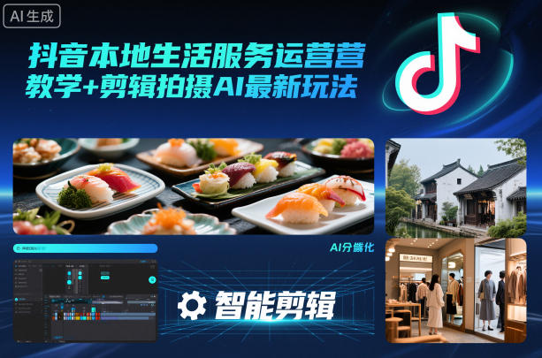 抖音本地生活服务运营教学+剪辑拍摄AI最新玩法-千城资源网